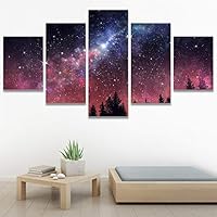 SIGNWIN 5 Panel Canvas Wall Art Modern Art Astronomy & Space Cosmic Decorative Elements Dramatic Multicolor Photography for Home Decorations Ready to Hang - 60