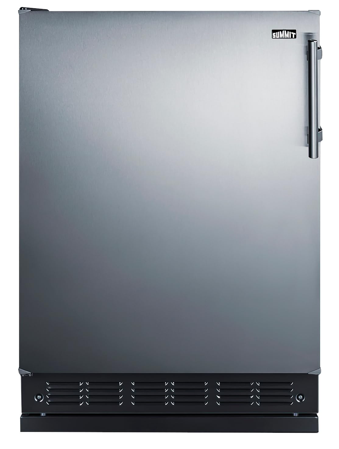Summit FF6BK2SSRSLHD 24” Wide Adjustable Under Counter Refrigerator 5.5 cu.ft. Made in Europe with Automatic Defrost Operation, Reversible Stainless-Steel Door, Deluxe black interior (Left Hand Door) on Fridge.com