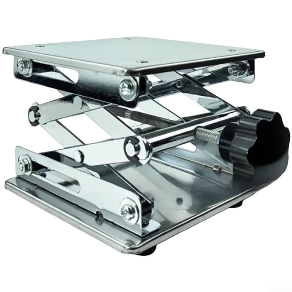 Mesa elevadora de tijera de laboratorio de acero inoxidable para superficie de 150 x 150 mm para análisis (150 x 150 x 260 mm)