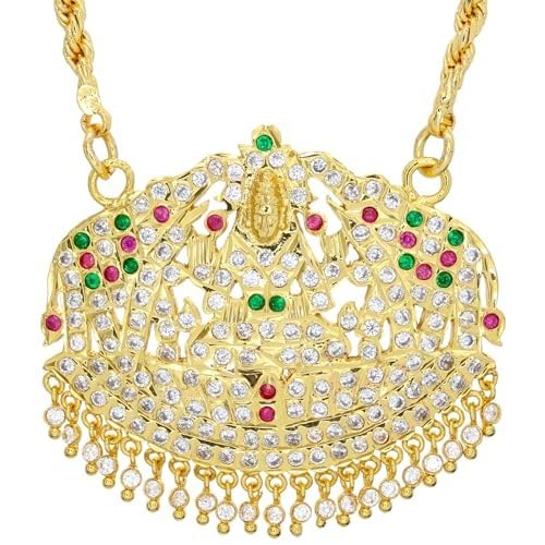 sengems Brass 1 Gram Micro Gold Plated Chain with Lakshmi Pendant Necklace For Womens - Premium Plating New (10, 24 IN) (B0D91T6TXJ) Amazon Price History, Amazon Price Tracker