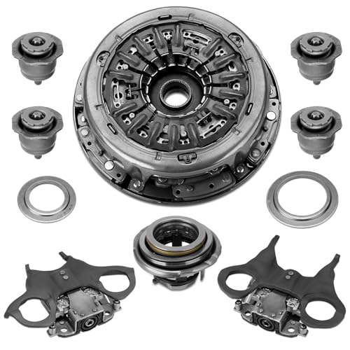 23E078 - Clutch Cover May Break - Platinum Driveline - 2011-2014 Ford Mustang 6 6DCT250 DPS6 Auto Transmission Clutch Kit with Clutch Release Fork & Bearing Compatible with Ford Focus Fiesta 2011-2019 B-Max 2012-2019 Ecosport 2013-2019 Replace# 602000800 Clutch Fork Kit