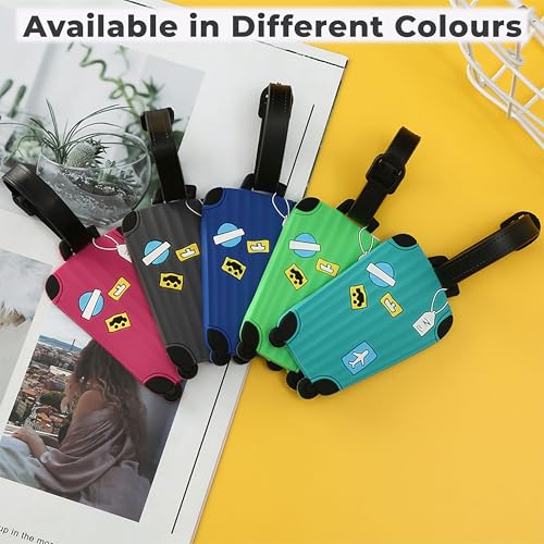 Image of Kraptick Travel Luggage Tags - Durable and Stylish Luggage Identification Tags for Suitcases Compact Name Tag for Luggage & Travel ID Label Tags for Suitcase & School Bags-(DMFP881)(Pack of 2)