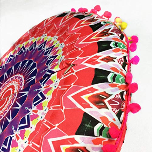 Indian Mandala Floor Pillows Round Bohemian Cushion Cushions Pillows Cover Case Meditation Ottoman Pouf Cover Comfortable Home Car Bed Sofa (Red)