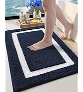 Color&Geometry Navy Blue Bathroom Rugs 36x24, Extra Soft Absorbent Microfiber Bath Rugs, Non-Slip...