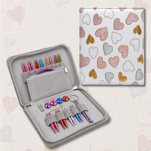 Image of Froggod 2-Inch (5.5cm) Short Interchangeable Circular Knitting Needles Set | US 2.5-11 (3.0-8.0mm) | 12-Pair Aluminum Short Needles | 4 Cables(6 inch, 8 inch, 12 inch, 22 inch) & Case for Socks, Sleeves & Small Knits