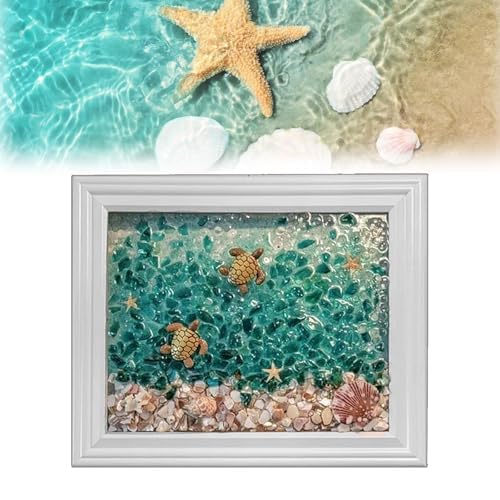 EHOTER Sea Glass Art Kit for Adults - Ocean Theme DIY Resin Crafts Decoration Frame, Christmas Gifts (Sea Turtle) 2024