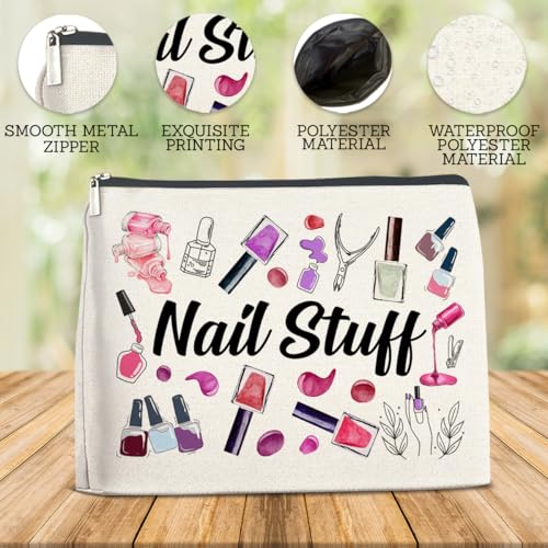 Nail Stuff Zipper Makeup Bag Cosmetic Pouch Gift for Women Girls Manicurist Nail Tech Travel Storage Bag3