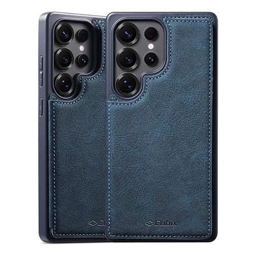 Image of Cubix Wallet Series Back Cover Case for Samsung Galaxy S25 Ultra | PU Leather Card Holder Flip Cover | 2 Card Slots | Slim TPU Shockproof Design | Camera Protection (Blue)