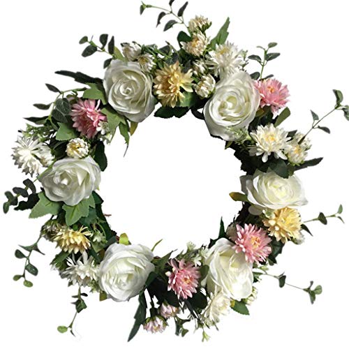 Couronne de chrysanthème faite à la main de 16 pouces, décoration florale artisanale