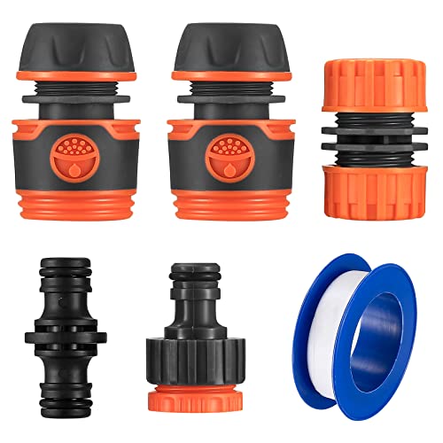 5 Piezas Conectores de Manguera Jardin, Conectores de Manguera Rapido de 1/2'', Conector Conexión Adaptador de Tubos de Rápida para Manguera Jardin