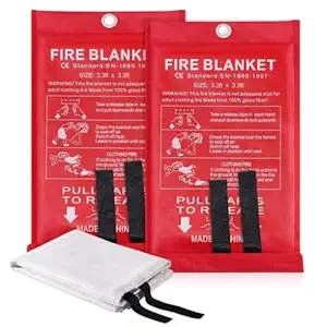 Emergency Fire Blanket for Home Safety - Reusable Flame-Resistant Emergency Cover | Optimal Fire Protection Gear with Easy Storage - Ideal for Kitchen, Office (2pack)