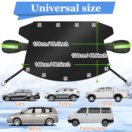 Image of Car Windshield Cover, 2025 Upgrade Windshield Cover for Ice and Snow, 600D Heavy Duty Oxford Fabric Windshield Cover,Universal Windshield Protector for Most Car Protects Against Snow,Frost,UV(70 inchx49 inch)