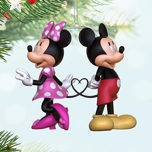 Image of Hallmark Keepsake Disney Hanging Ornament - Minnie & Mickey Mouse Heart Design