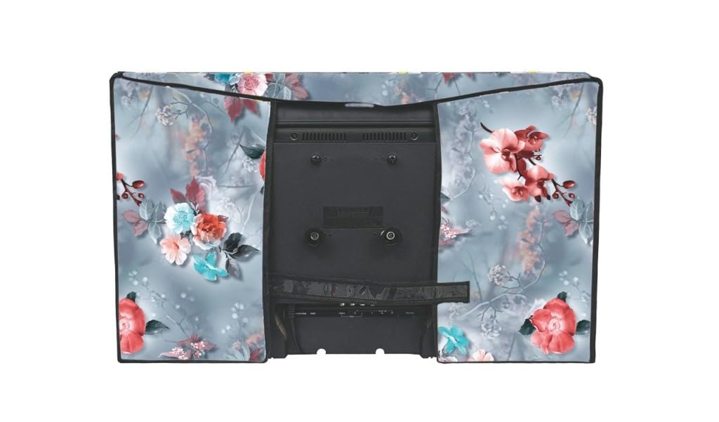 Mahal Creation PVC Printed LED TV Cover 43 Inch, Waterproof and Dustproof Cover with Transparent Polythene Layer Suitable for All Brands Led Tv (Grey) 3