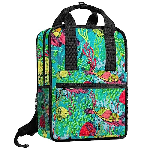 Sac à dos tortue de mer pour garçons avec bretelles réglables multicolore 35cm