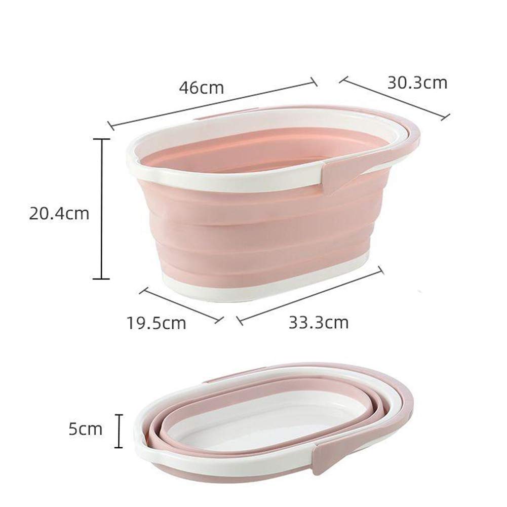 FairOnly Multifunction Portable Folding Storage Basket Pet Bathtub Mop Bucket with Handle Pink 46x30.3x20.4cm
