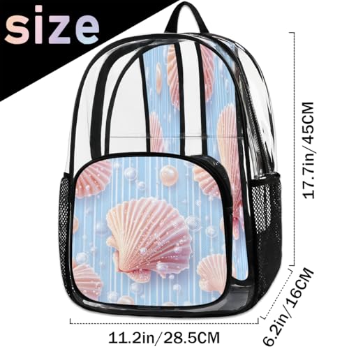 Coastal Seashell Clear Backpack, Stadium Backpack for Women Men Adult Concert Festival Work Daily Travel2