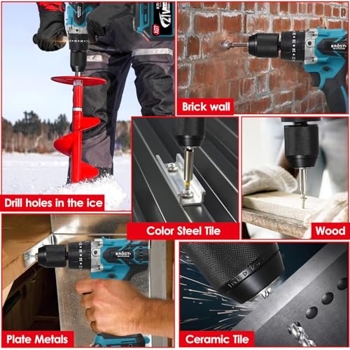 Image of KROST Pro Series 21V(37V MAX) Cordless Brushless Hammer Drill Machine,13mm Metal Chuck With 2x5.0Ah Li-ion Batteries And 1pc Fast Charger (Impact Drill)