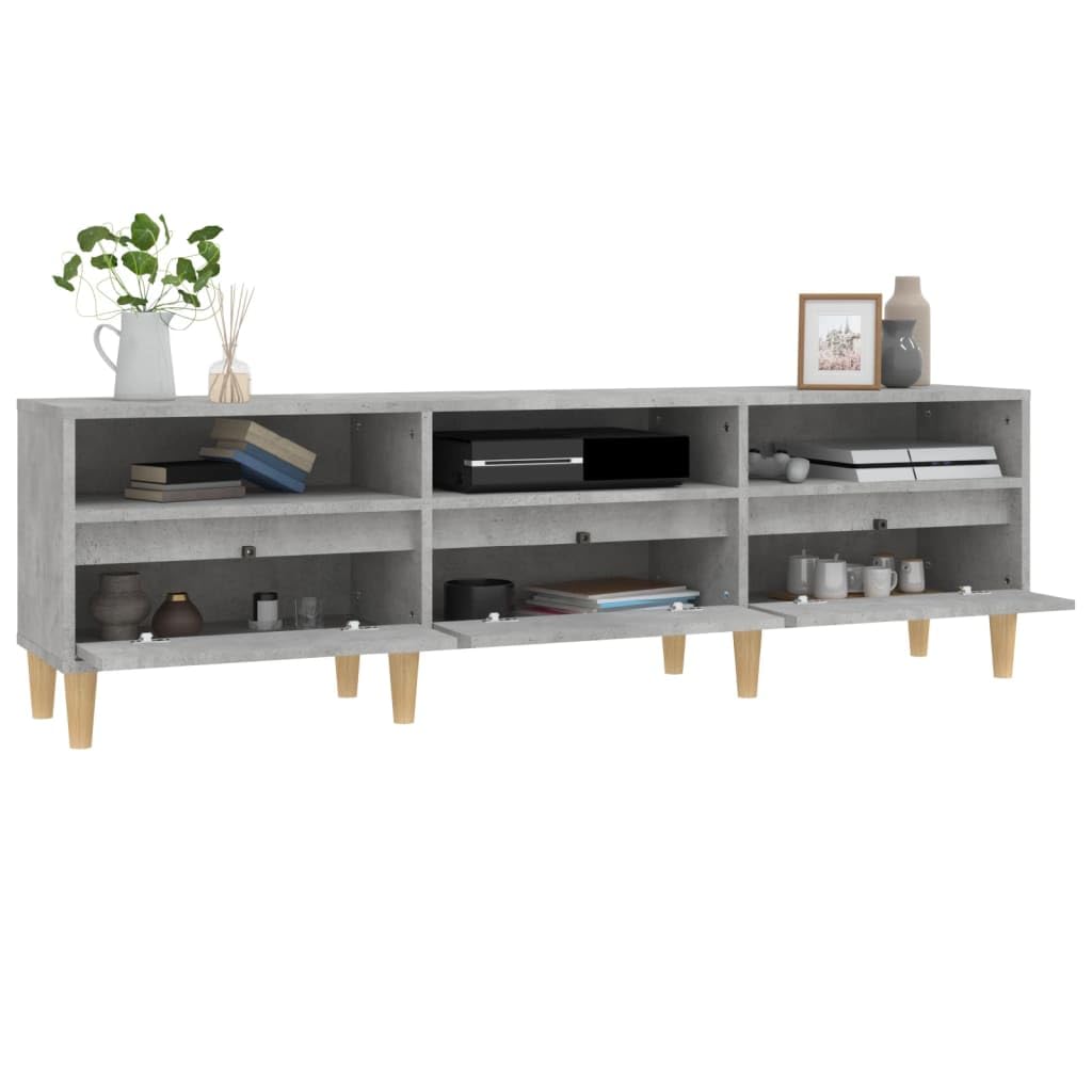 Mobile TV basso grigio cemento, 150 x 30 x 44,5 cm, in legno