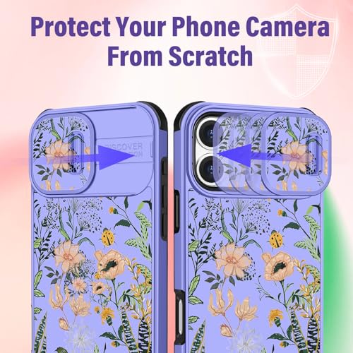 Image of Funermei for iPhone 16 Plus Case - Women Girls Cute Phone Cover Girly Pretty Aesthetic Floral Flower Unique Design with Camera Cover Funda for Apple for iPhone 16 Plus