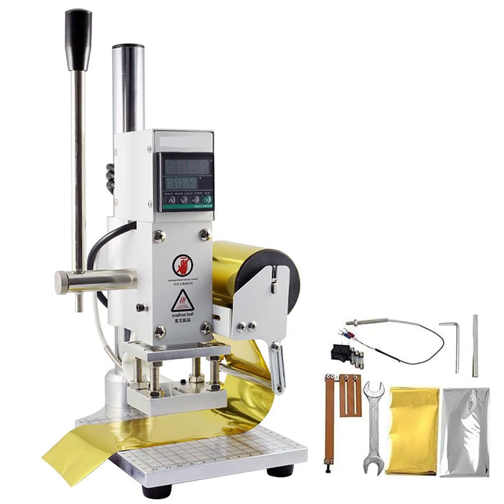 FHRKA Multi-Function Digital Foil Hot Stamping Machine, Leather Embossing Machine Bronzing Machine, Manual Leather PVC Paper Logo Stamper (Hot press board:10 * 13cm)