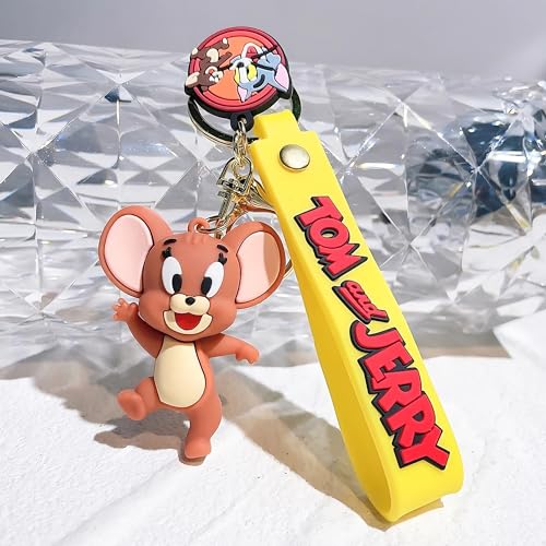 Image of Cute Cartoon Character Silicone 3D Key Chain with Strap Charm & Metal Hook, Merchandise Key Rings Gift for Kids Girls Boys Men & Women