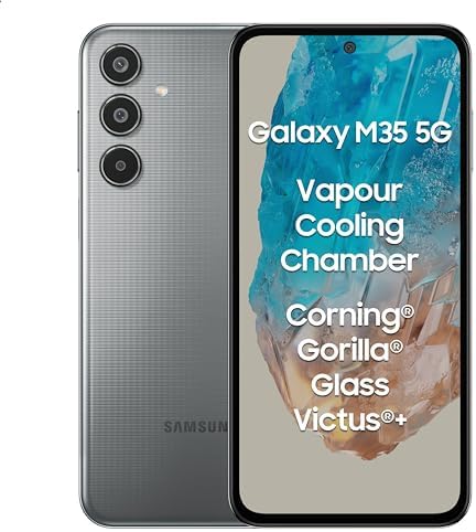 Samsung Galaxy M35 5G (Thunder Grey,6GB RAM,128GB Storage)| Corning Gorilla Glass Victus+| AnTuTu Score 595K+| Vapour Cooling Chamber| 6000mAh Battery| 120Hz Super AMOLED Display| AI| Without Charger