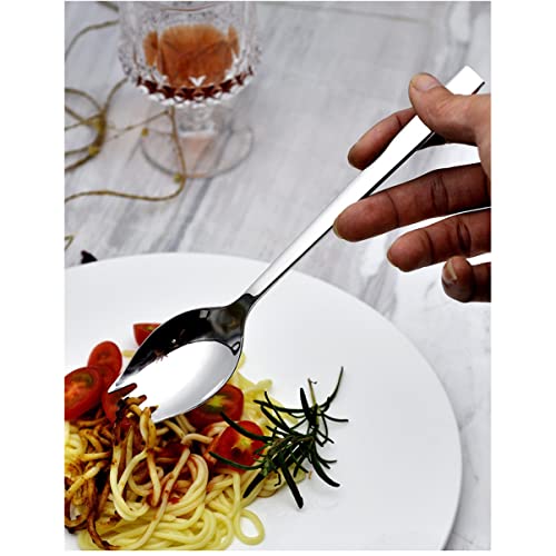 Alipis Stainless Steel Salad Spoon Large Serving Spoon Set Silverware Dinner Spoons Salad Server Serving Piece Heavy Duty Spork (4 Piece Set)