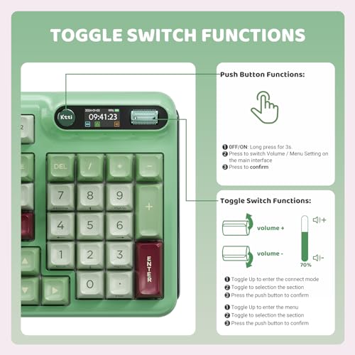 Image of KZZI Z98 Creamy Wireless Mechanical Keyboard with Smart Display & Knob, Bluetooth 5.0 /2.4GHz /USB-C, Hot-Swappable Custom Switch, 3750mAh Battery, RGB Backlit