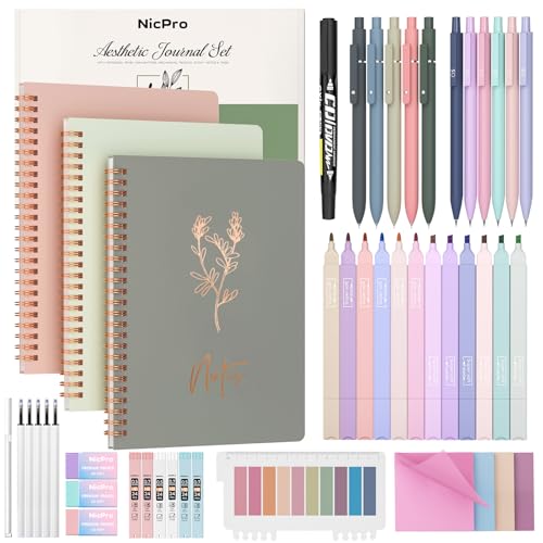 Nicpro 50PCS Cute Spiral Notebook Stationary Set...