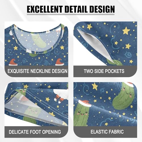 Pajama Short Sets Cute Pickles with Santa Hats Soft Cotton Summer Sleepwear 2 Piece PJS Size 5-14T3