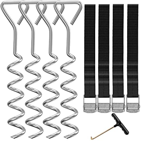 synoratory Heavy Duty Trampoline Stakes Anchors High Wind,Galvanized Steel Trampoline Anchors Kit for 15ft,14ft,12ft,10ftTrampoline,15.8inch Ground Anchors Trampoline Accessories Cover