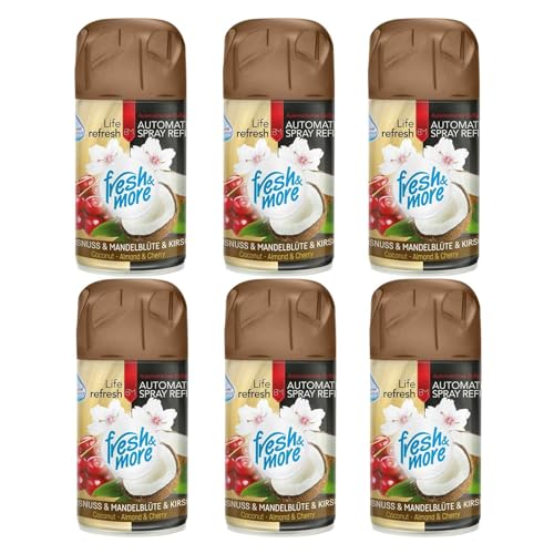 Fresh & More Lufterfrischer Nachfüller (6er Pack) 250ml, Kokosnuss-Mandelblüte&Kirsche