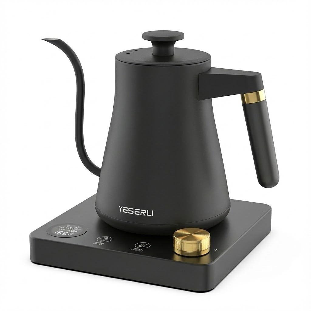 YESERLI 1.0L Gooseneck Electric Kettle Matte Black