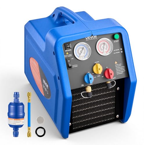 VEVOR Station de Récupération Fluides Frigorigènes Portable 1 HP, Récupérateur de Réfrigérant Double Cylindre, pour Système CVC Climatisation Auto,...