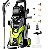 2025Upgraded Electric Pressure Washer, 4500 PSI 3.2 GPM Power Washer 58FT Total Long with 4 Quick Connect Nozzles, Inlet Hose & Filter& Foam Cannon for Cars/Fences/Driveways/Home Cleaning