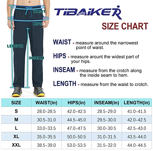 Tibaiker Men's Summer Lightweight Breathable Pants Casual Quick Dry Trousers Jogger Sweatpants Hiking Running Sport Pant With Zipper Pockets Black Blue L #TOP3