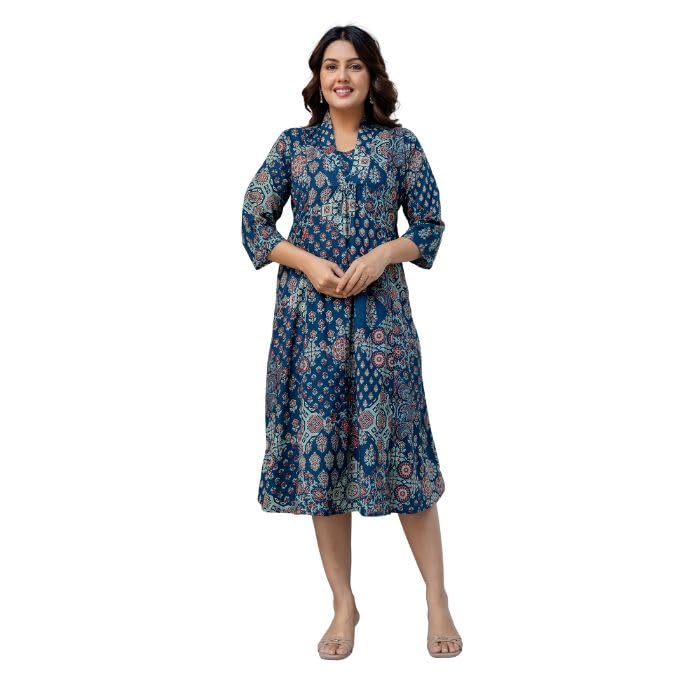 Women's Printed Maternity Gown Dress with Feeding Zip, Soft Comfortable Pregnancy Wear for Nursing, Daily Home, Baby Feeding-image-48