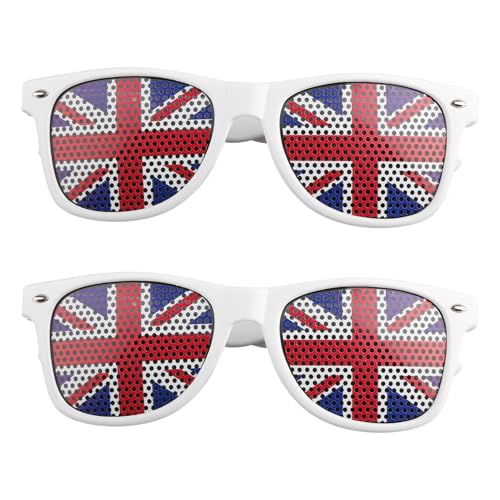 Tabanzhe 2 Pcs Union Jack Glasses British Flag Novelty Party Eyewear Fun Retro Fancy Dress Sunglasses for Adults Street Party Jubilee & Celebration Events