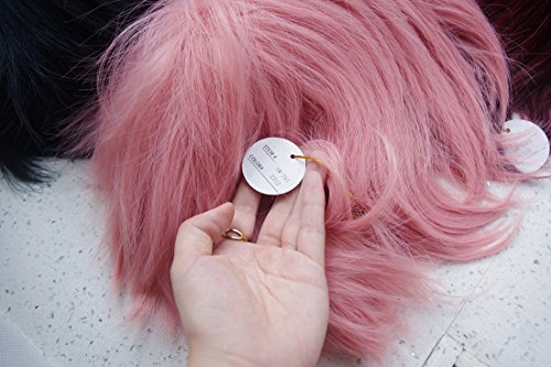Image of LABEAUTE Anime Short Pink Cosplay Wigs With Bangs Unisex Spiky Fluffy Heat Resistant Wig Hair for Party and Halloween for Gift + Free Cap