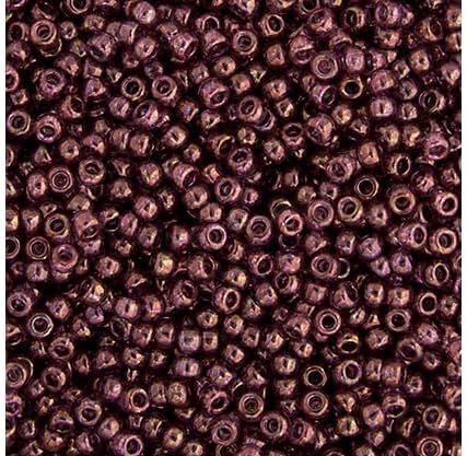 Miyuki Japanese Glass Seed Beads 22gms 11/0 in Burgundy Gold Luster