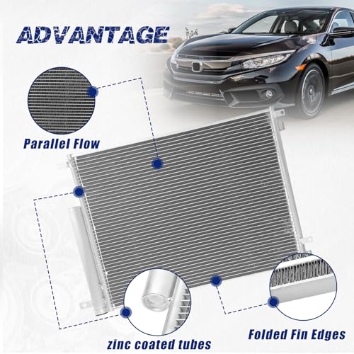 Image of Air Conditioning A /C Condenser Compatible with Honda Civic 2016-2021# 30007, 80100TBAA02, 80100TBAA01