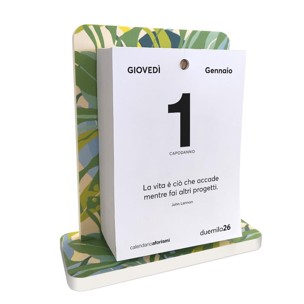 Calendario da Scrivania 2026 Aforismi Motivazionali | Fogli a Strappo con Citazioni Filosofiche | Base Forex Montata | Idea Regalo | Q&B Grafiche® (2026, LEAF - 1 Pezzo)