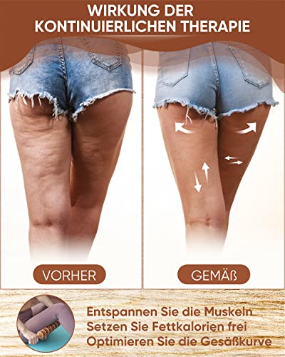 Foto von Faszienroller Holz Faszienstab Flexibel, Massageroller mit Griff Massage Anti Cellulite Roller Massagegerät Holz Körper Roller für Beine, Nacken, Maderotherapie, Lymphdrainage