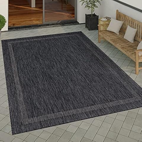 Paco Home Alfombra Interior Y Exterior Balcon Terraza Cocina Moderna Dibujo Geometrico Antracita Cover
