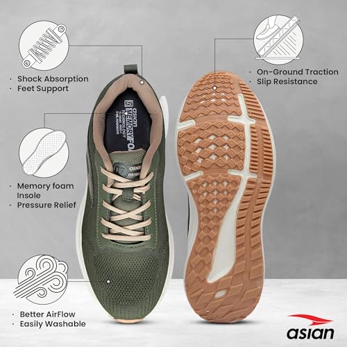 Image of ASIAN Men RAFTAAR-07 Running and Casual wear Walking Shoes with Laces, Lightweight and Comfortable Shoes with Upper mesh Fabric for Men & Boys