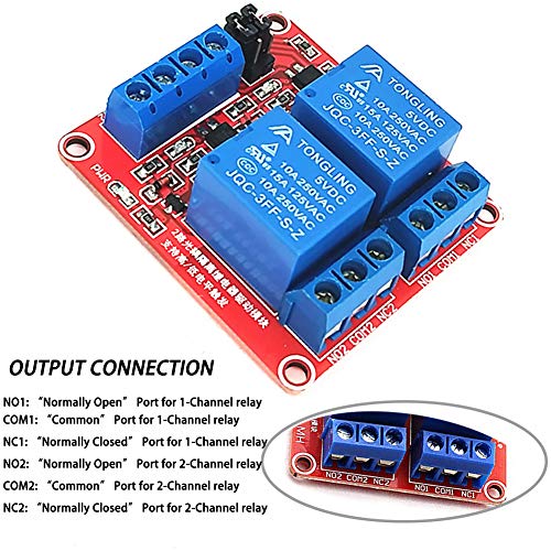 Youngneer 5v Relay Module 2 Channel for ARM/PIC/AVR/MCU Opto-Isolated Relay Board High or Low Level Trigger