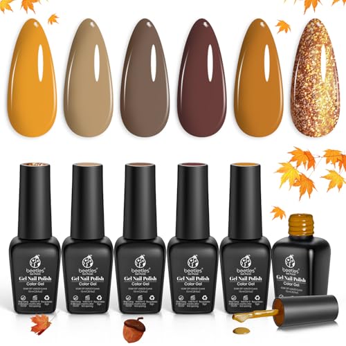 Image of Beetles Gel Nail Polish Set, Caramel Swirl Gel Polish 6 Colors