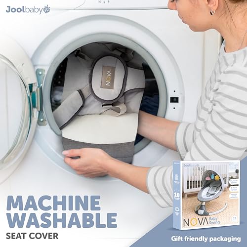 Image of Jool Baby Nova Baby Swing for Infants - Bluetooth Music, Remote (Gray) | Keep Baby Happy While Getting Things Done - Gentle Side-to-Side Motion Helps Baby Feel Content