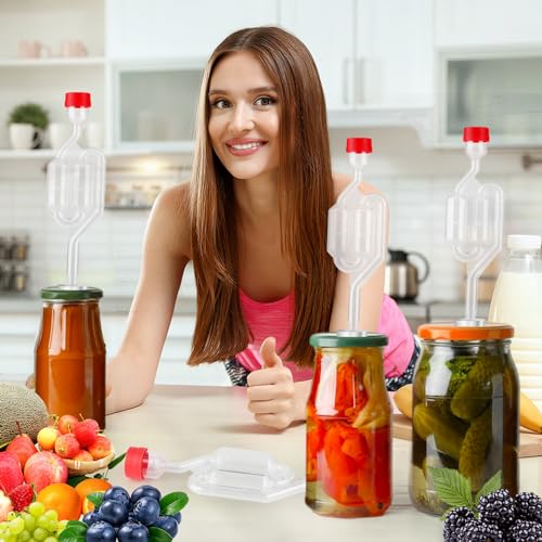 Aubess 4 Stück Gärröhrchen Gärset, Gärröhrchen mit Stopfen und Reinigungsbürste aus Klarem Kunststoff, Gärröhrchen für Weinballon，Reine Saftgärung, Bierbrauen, Wein, Sauerkraut, Kimchi